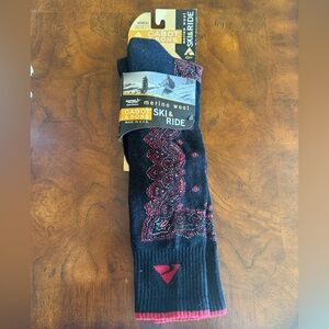 Merino Wool Ski & Ride Socks - Black, Red and White